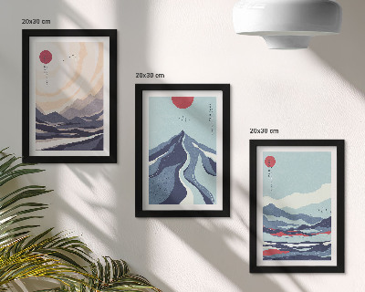 Mur de cadres Paysages de montagne abstraits de style japonais