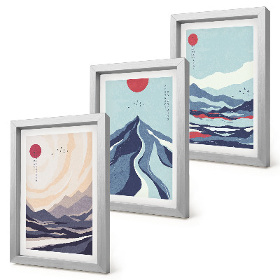 Mur de cadres Paysages de montagne abstraits de style japonais