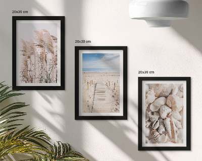 Mur de cadres Plage de sable avec des coquillages et des herbes marines