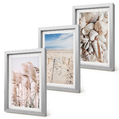 Mur de cadres Plage de sable avec des coquillages et des herbes marines