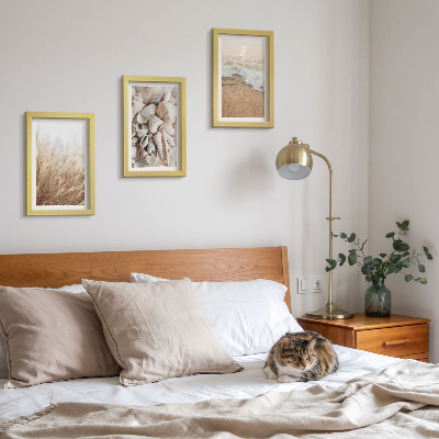 Ensemble de 3 tableaux Motifs de plage avec coquillages et vagues