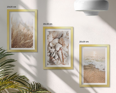 Ensemble de 3 tableaux Motifs de plage avec coquillages et vagues