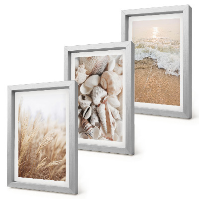 Ensemble de 3 tableaux Motifs de plage avec coquillages et vagues