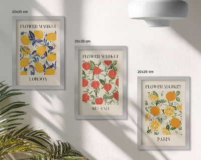 Mur de cadres Affiches florales à Londres, Milan et Paris