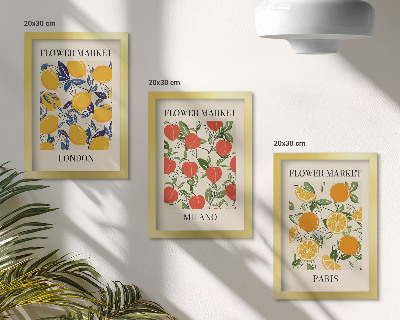 Mur de cadres Affiches florales à Londres, Milan et Paris