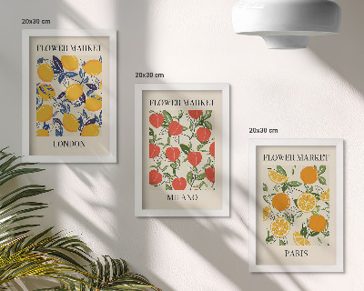 Mur de cadres Affiches florales à Londres, Milan et Paris