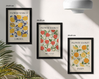 Mur de cadres Affiches florales à Londres, Milan et Paris