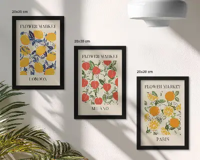 Mur de cadres affiches florales de Londres, Milan et Paris