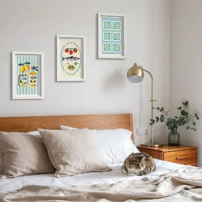 Lot de 3 tableaux illustrations de cuisines de style méditerranéen 