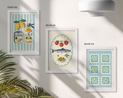 Lot de 3 tableaux Illustrations de cuisines de style méditerranéen