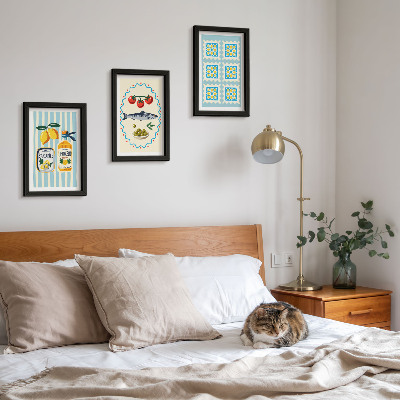 Lot de 3 tableaux Illustrations de cuisines de style méditerranéen