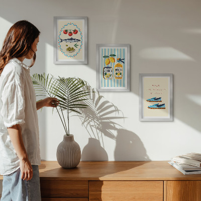 Ensemble de 3 tableaux Saveurs et art de vivre italiens en images colorées