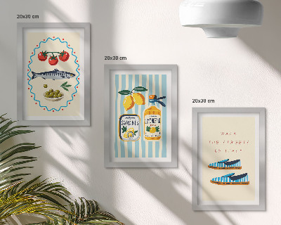 Ensemble de 3 tableaux Saveurs et art de vivre italiens en images colorées