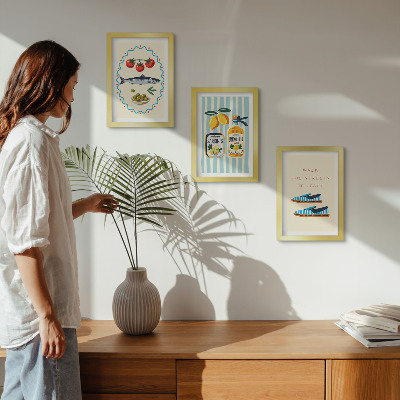 Ensemble de 3 tableaux Saveurs et art de vivre italiens en images colorées