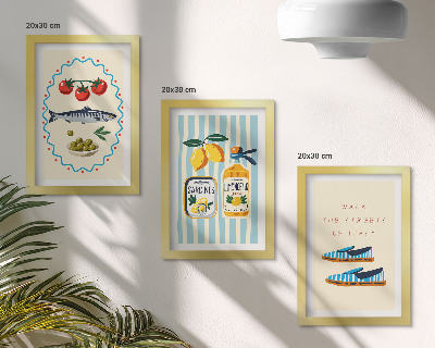 Ensemble de 3 tableaux Saveurs et art de vivre italiens en images colorées