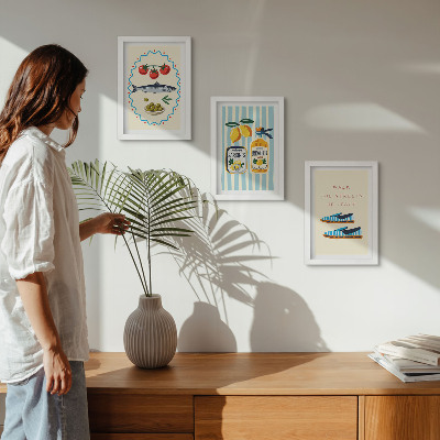 Ensemble de 3 tableaux Saveurs et art de vivre italiens en images colorées