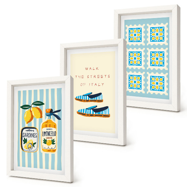 Mur de cadres Motifs de fruits et éléments de la culture italienne