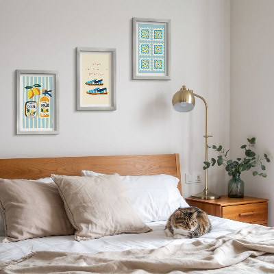 Mur de cadres Motifs de fruits et éléments de la culture italienne