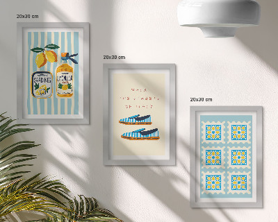 Mur de cadres Motifs de fruits et éléments de la culture italienne