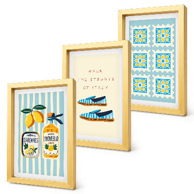 Mur de cadres Motifs de fruits et éléments de la culture italienne