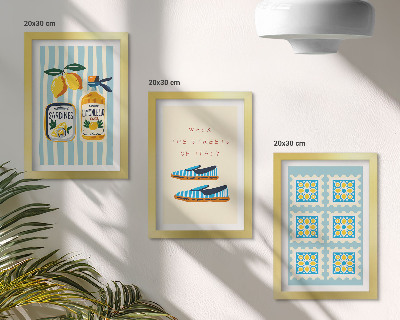 Mur de cadres Motifs de fruits et éléments de la culture italienne