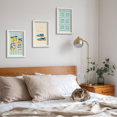 Mur de cadres Motifs de fruits et éléments de la culture italienne