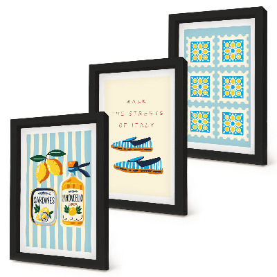 Mur de cadres Motifs de fruits et éléments de la culture italienne