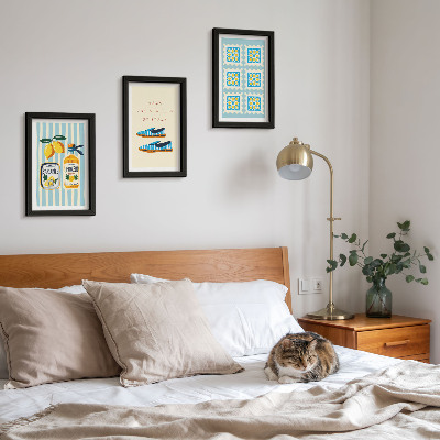 Mur de cadres Motifs de fruits et éléments de la culture italienne