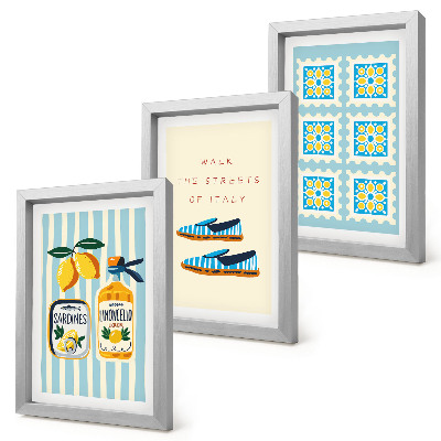 Mur de cadres Motifs de fruits et éléments de la culture italienne