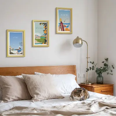 Lot de 3 tableaux vues de paysages de vacances à Amalfi, Positano et Capri