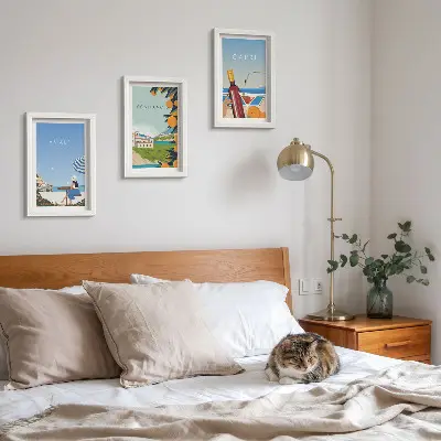 Lot de 3 tableaux vues de paysages de vacances à Amalfi, Positano et Capri