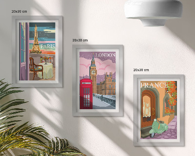 Mur de cadres Paysages urbains rétro de Paris, Londres et France