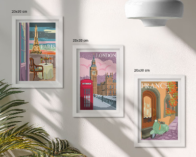 Mur de cadres Paysages urbains rétro de Paris, Londres et France