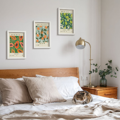 Lot de 3 tableaux Affiches vintage à motifs de fruits