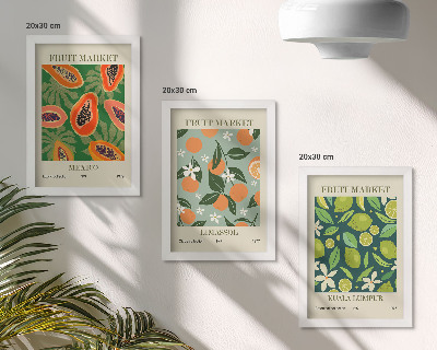 Lot de 3 tableaux Affiches vintage à motifs de fruits