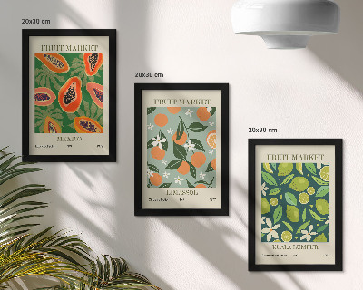 Lot de 3 tableaux Affiches vintage à motifs de fruits