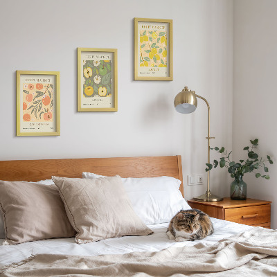 Ensemble de 3 tableaux Motifs d'affiches de fruits de style rétro