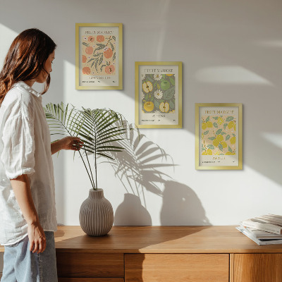 Ensemble de 3 tableaux Motifs d'affiches de fruits de style rétro