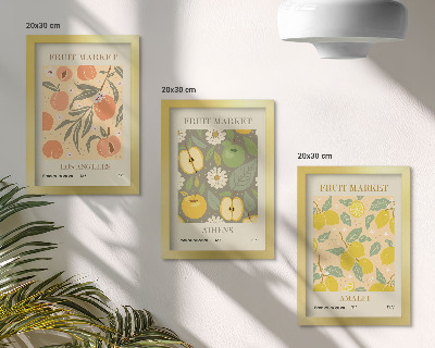 Ensemble de 3 tableaux Motifs d'affiches de fruits de style rétro