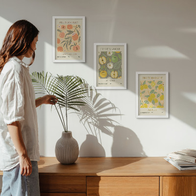 Ensemble de 3 tableaux Motifs d'affiches de fruits de style rétro