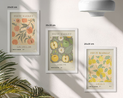 Ensemble de 3 tableaux Motifs d'affiches de fruits de style rétro