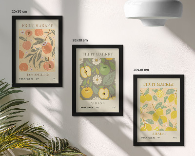 Ensemble de 3 tableaux Motifs d'affiches de fruits de style rétro