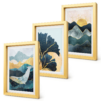 Mur de cadres Vues esthétiques abstraites avec des montagnes et des plantes