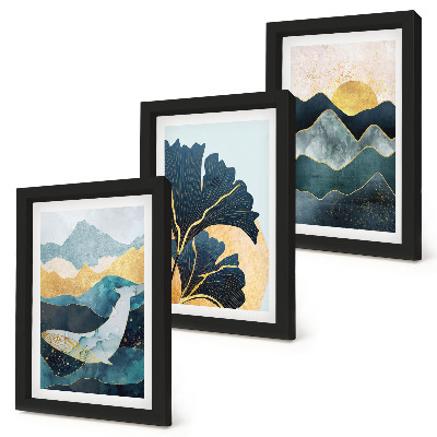 Mur de cadres Vues esthétiques abstraites avec des montagnes et des plantes
