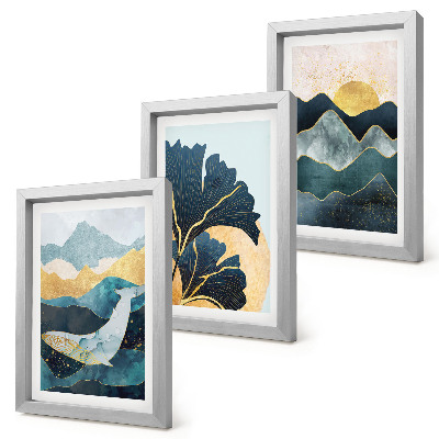 Mur de cadres Vues esthétiques abstraites avec des montagnes et des plantes