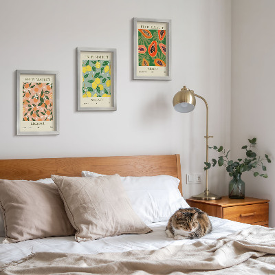 Lot de 3 tableaux Agrumes et fruits tropicaux dans un style rétro