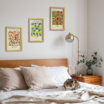 Lot de 3 tableaux Agrumes et fruits tropicaux dans un style rétro