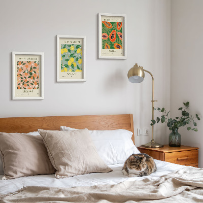 Lot de 3 tableaux Agrumes et fruits tropicaux dans un style rétro