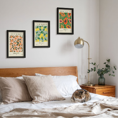 Lot de 3 tableaux Agrumes et fruits tropicaux dans un style rétro