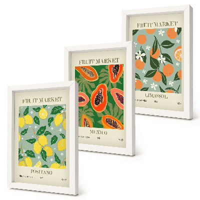Mur de cadres Affiches de fruits : citrons, papayes, mandarines, fleurs